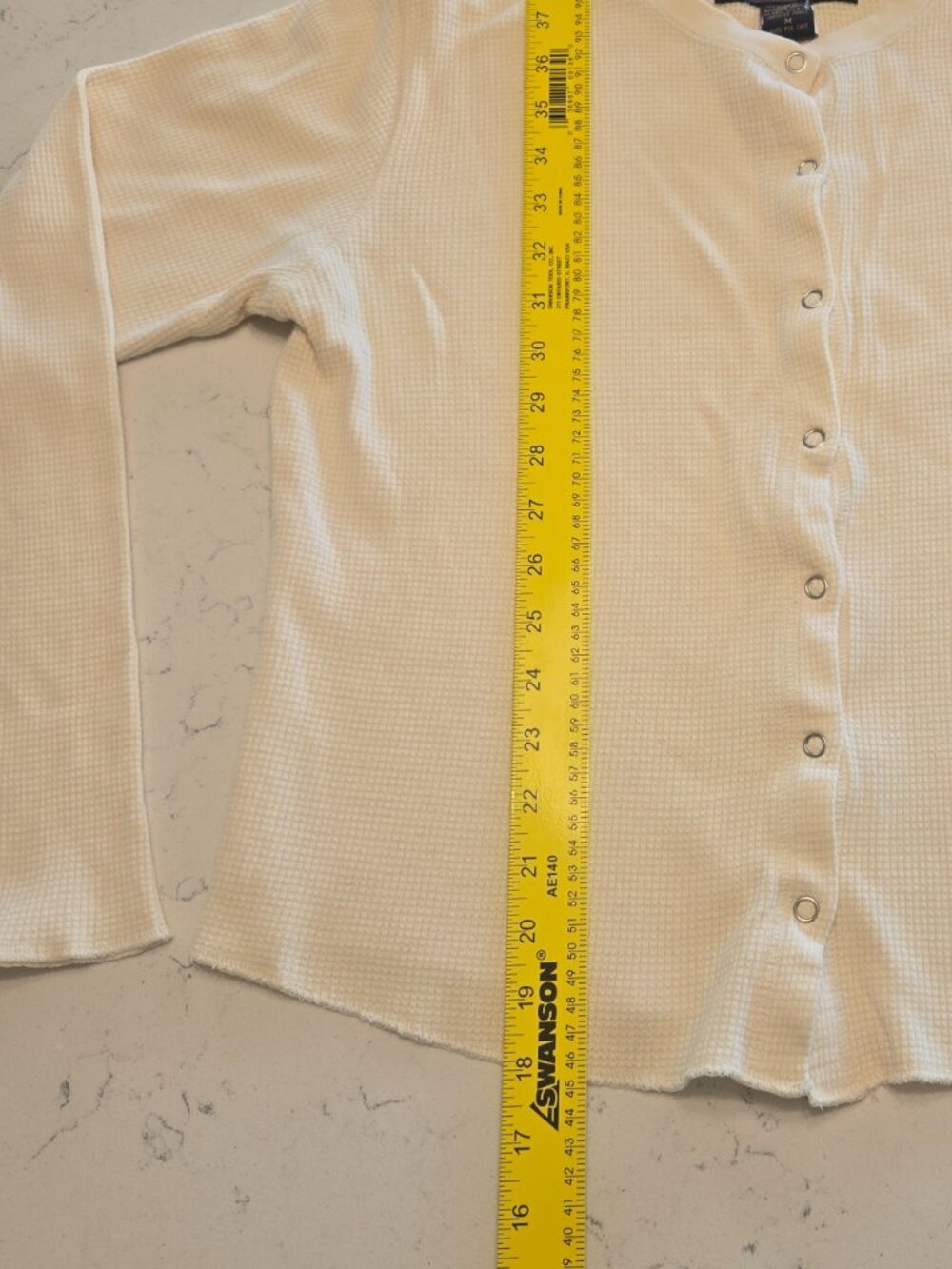 Abercrombie & Fitch Cream Waffle Knit Button Front Cardigan Top Size M - Picture 6 of 6